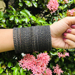 Chandni AD Gold Stone Studded 36 Black Bangles