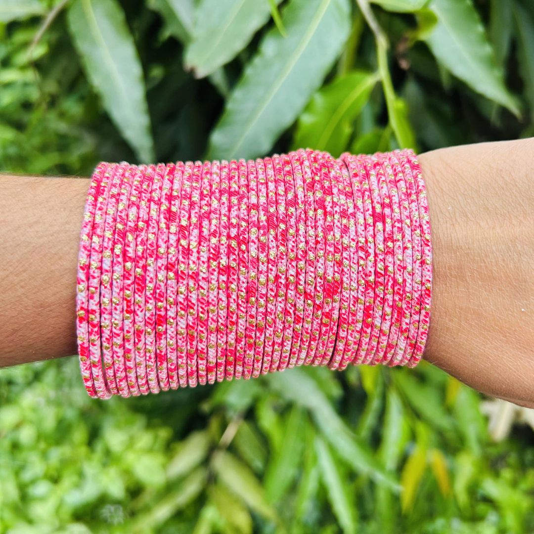Chandni AD Gold Stone Studded 36 Pink Bangles