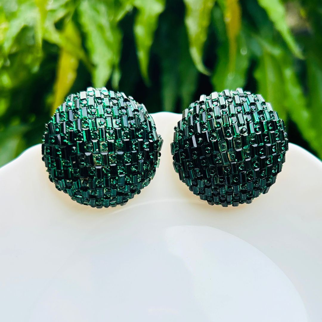 Bling Blogger Green Stud Earrings - Big