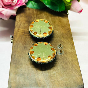 Bling Blogger Green Stud Earrings - Big