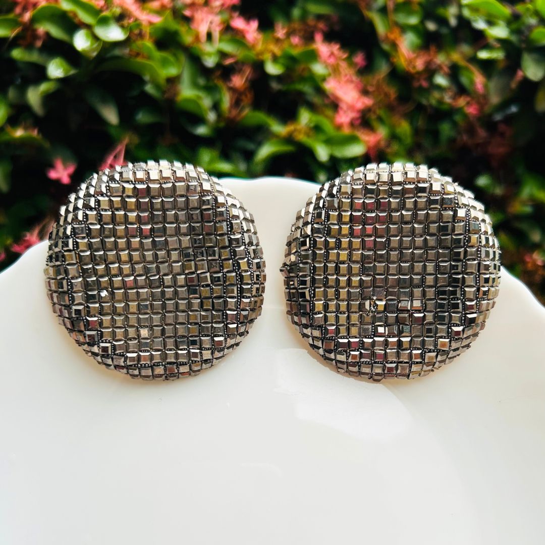Bling Blogger Rhodium Round Earrings - Big