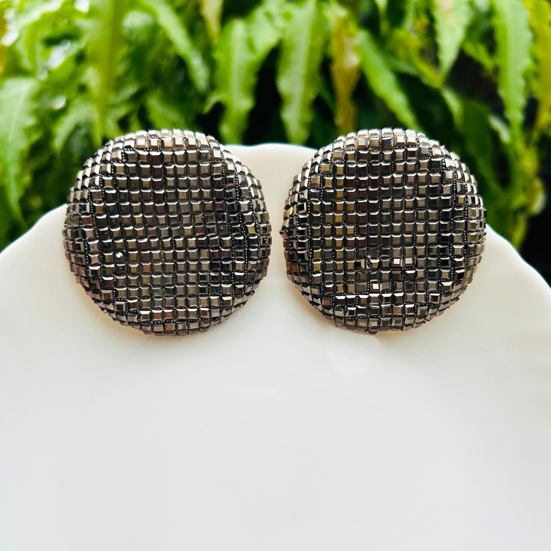 Bling Blogger Rhodium Round Earrings - Big