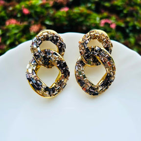 Bling Blogger Black And Golden Entangled Statement Earrings