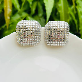 Bling Blogger Silver Square Earrings - Small