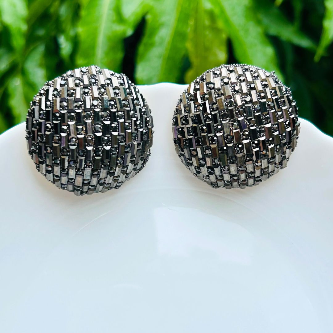 Bling Blogger Rhodium  Stud Earrings - Big