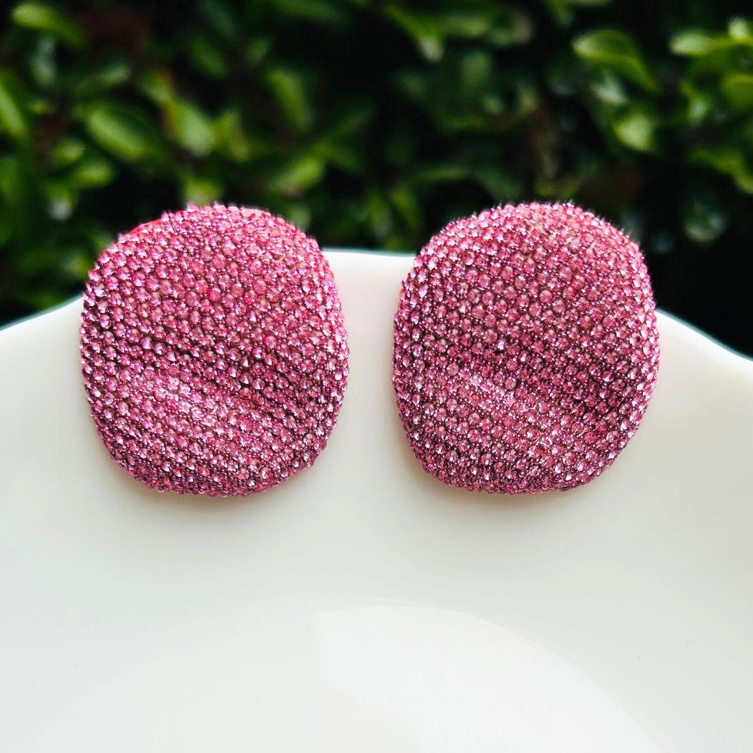 Bling Blogger Baby Pink Stud Earrings - Small