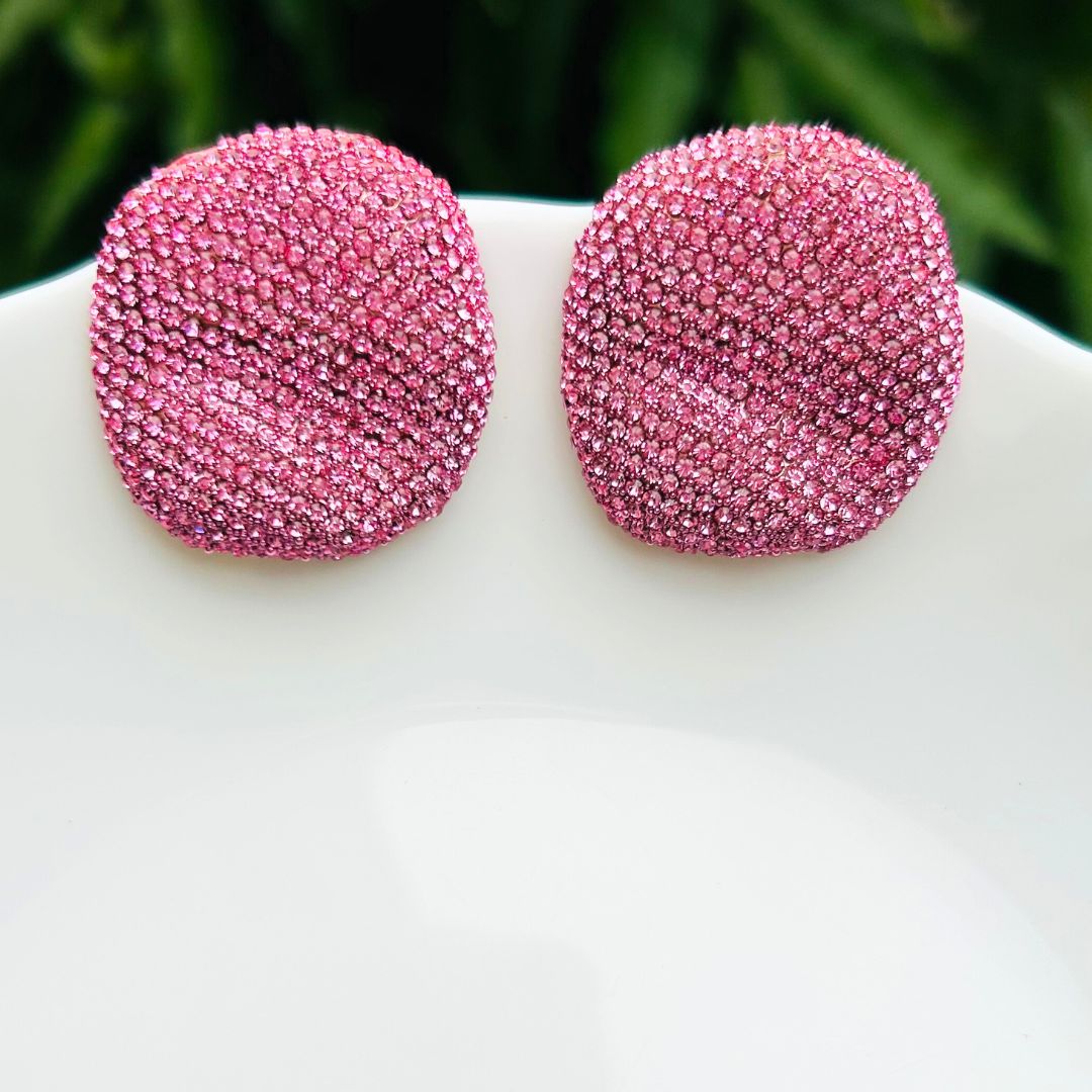 Bling Blogger Baby Pink Stud Earrings - Small
