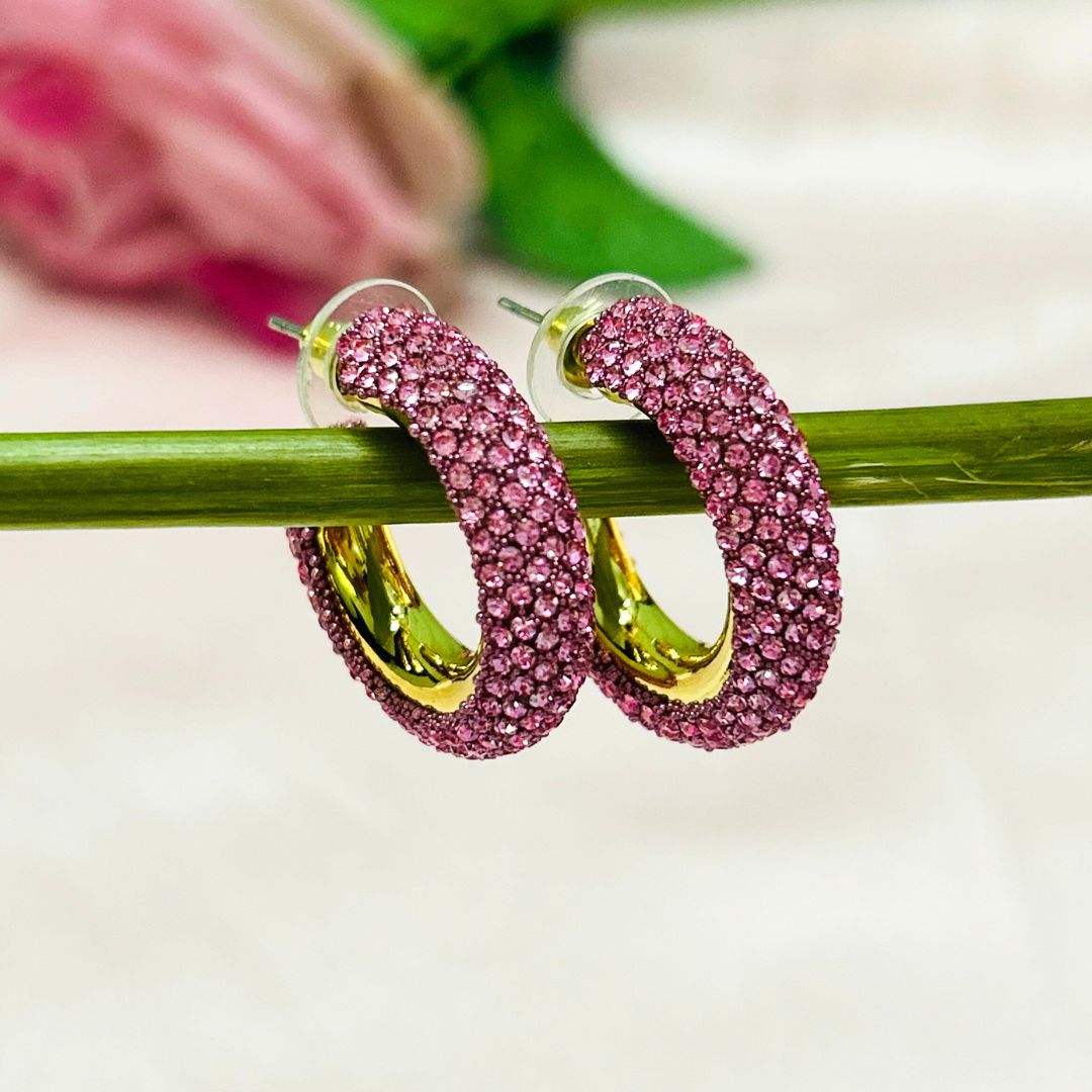 Bling Blogger Baby Pink Hoop Earrings