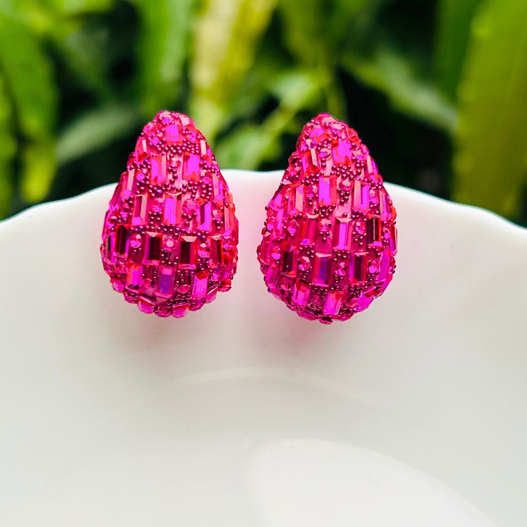 Bling Blogger Fuschia Pink Tear Drop Earrings