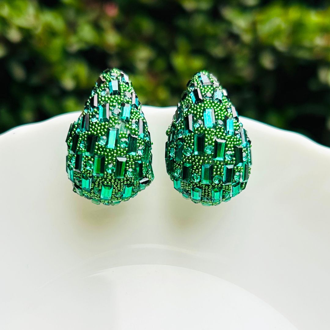 Bling Blogger  Emerald Green Tear Drop Earrings