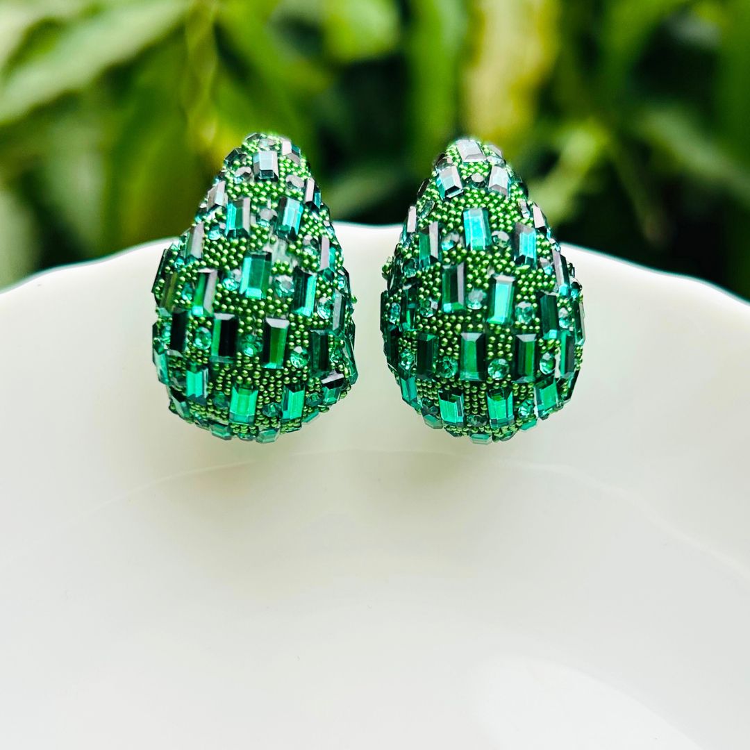 Bling Blogger  Emerald Green Tear Drop Earrings