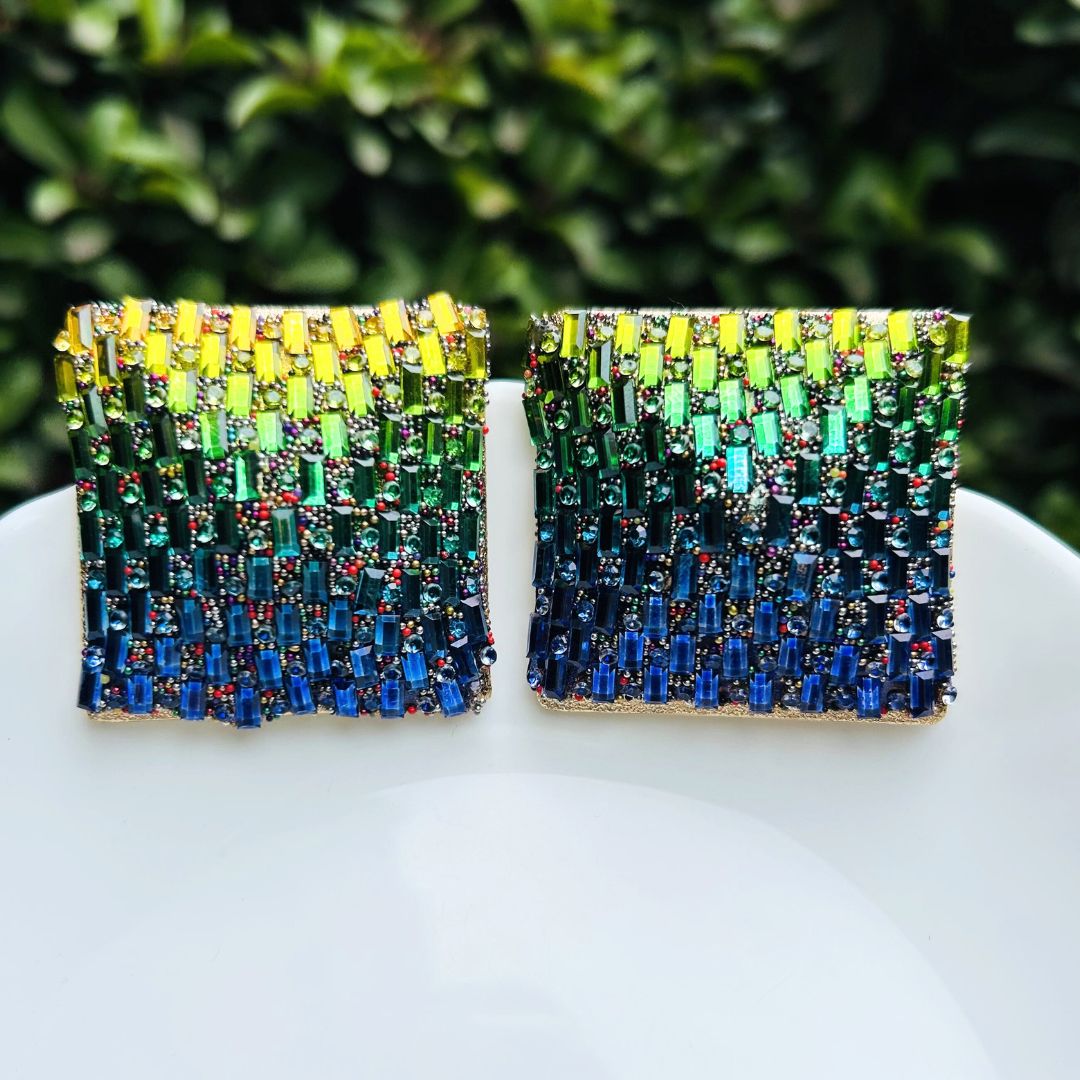 Bling Blogger Square Stud Earrings - Multi  3