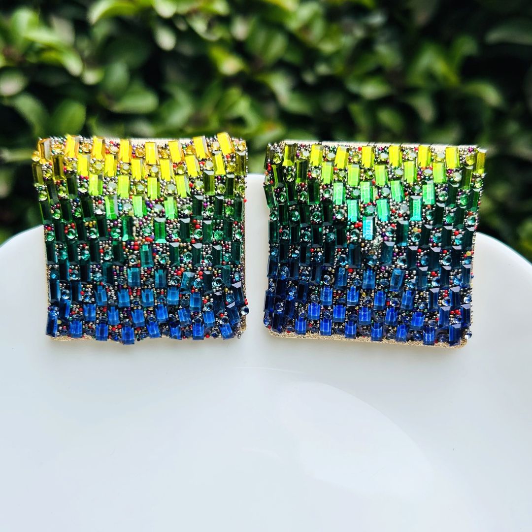 Bling Blogger Square Stud Earrings - Multi  3