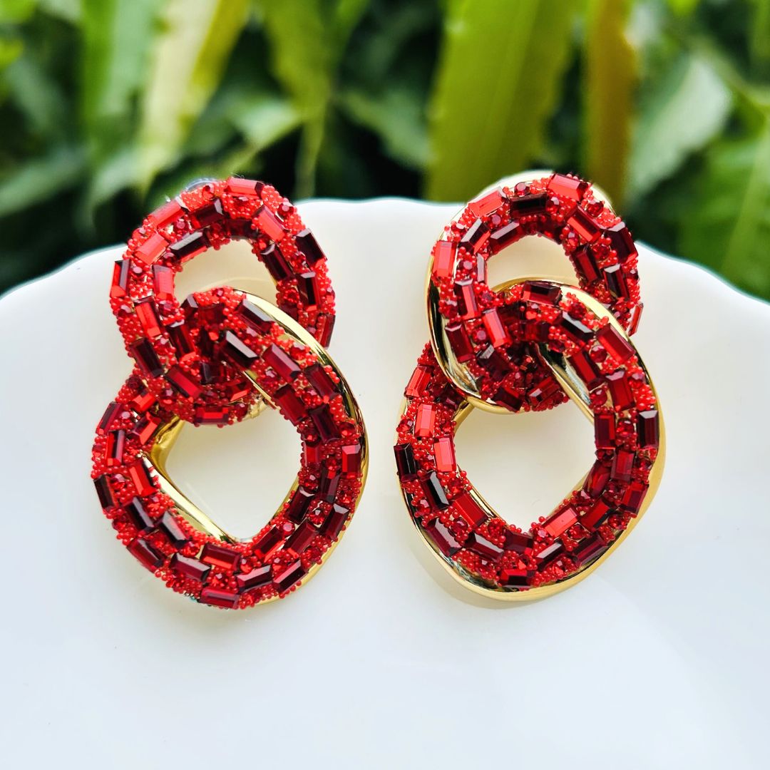 Bling Blogger Red Entangled Statement Earrings
