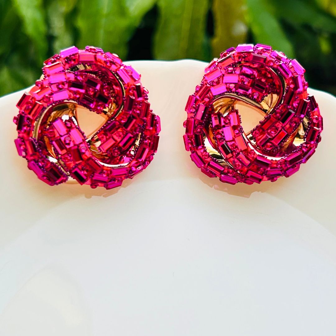Bling Blogger Pink Knot Statement Studs