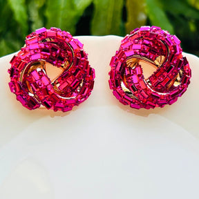 Bling Blogger Pink Knot Statement Studs