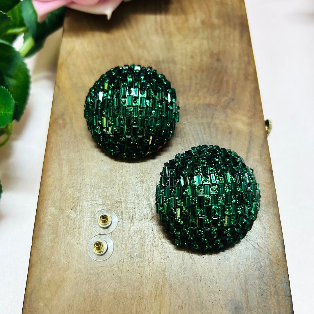Bling Blogger Green Stud Earrings - Big