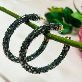 Bling Blogger Rhodium  Hoop Earrings - Big