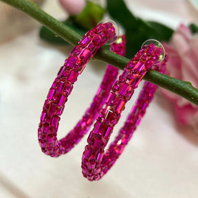 Bling Blogger Fuschia Pink  Hoop Earrings - Big