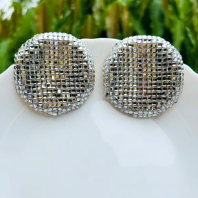 Bling Blogger Silver Round Earrings - Big