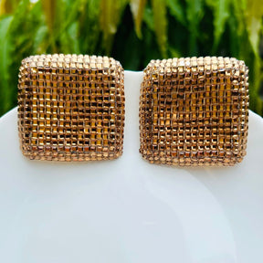Bling Blogger Golden Square Earrings - Big