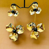 Flower Black Pearl Elongated Earrings