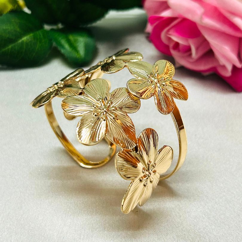 Flower Layered Golden Cuff