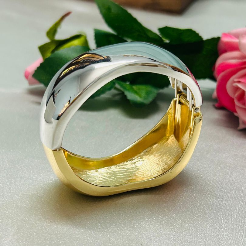 Half Golden Silver Openable kada/Cuff