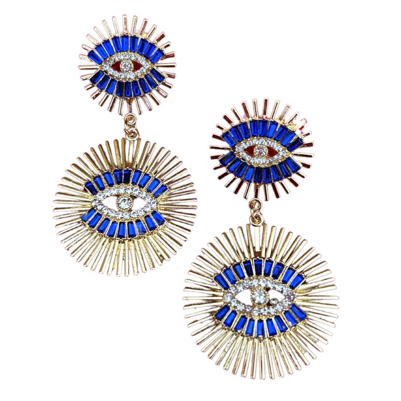 Festive Blue Evil Eye Earring