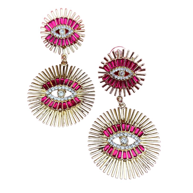 Festive Fuschia Pink Evil Eye Earring