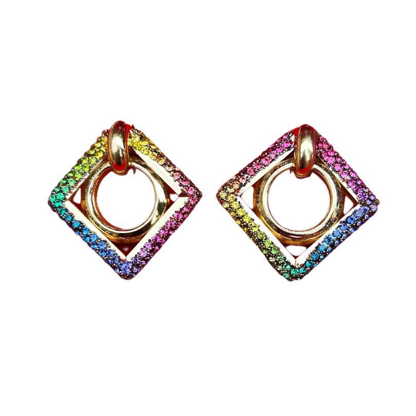 Bling Multicolor Rhombus Earrings