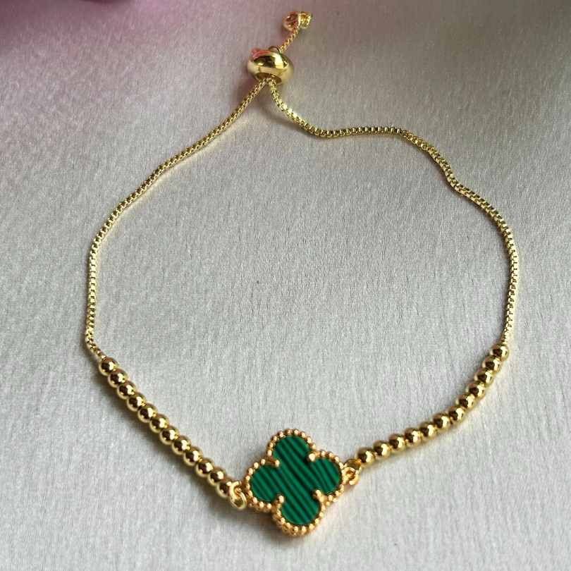 Cleo Green Adjustable Clover Bracelet