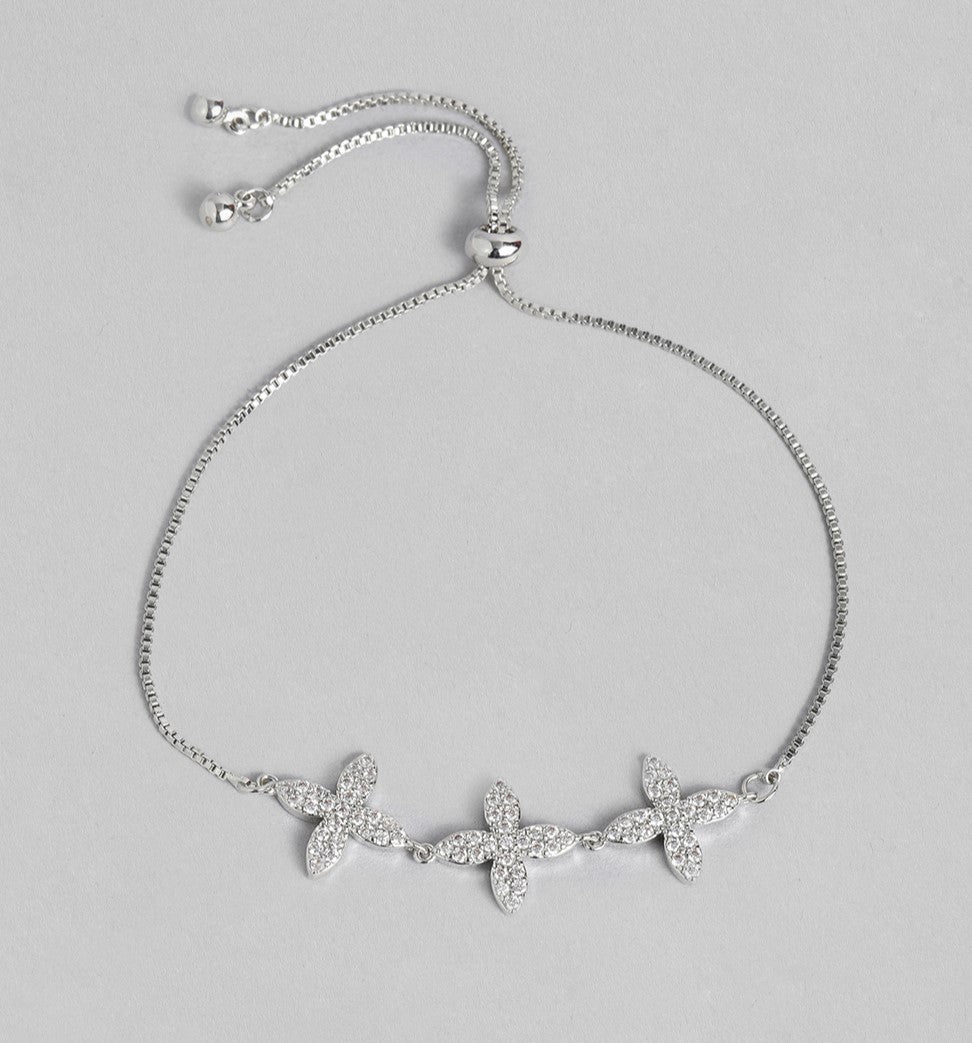 LAIDA Women Oxidised Silver-Plated Link Bracelet