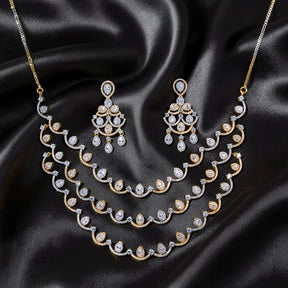 Scarlett 3 Layer 18K Gold Plated American Diamond Necklace Set