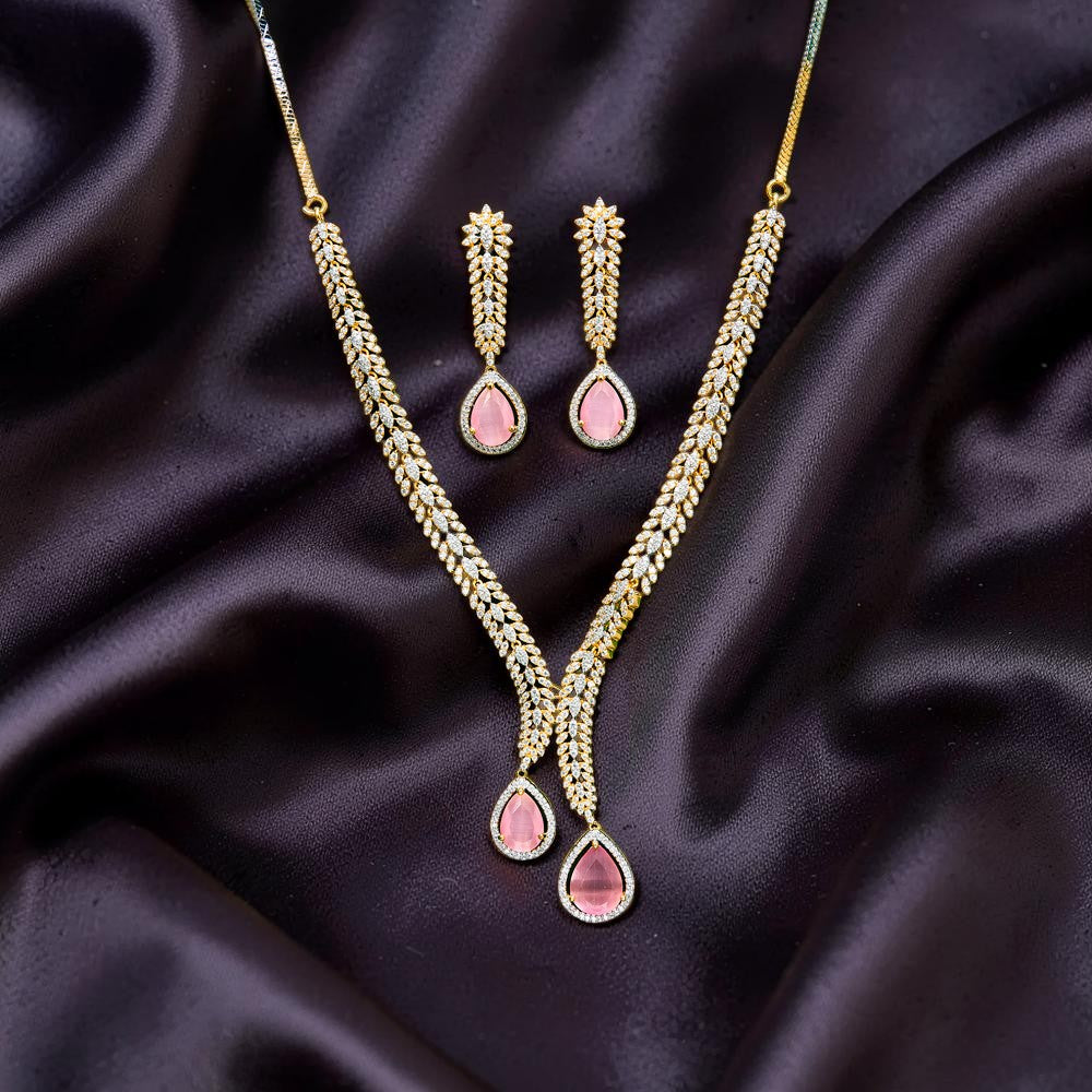 Lyira 18K Gold Plated American Diamond Necklace Set