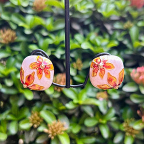 Enamel Square Brown Stud Earrings