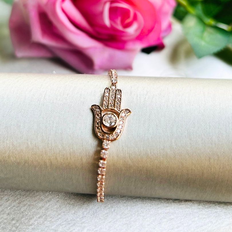 LAIDA Rose Gold Plated Hamsa Adjustable Barcelet