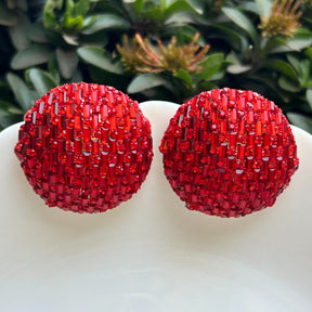 Bling Blogger Red Stud Earrings - Big