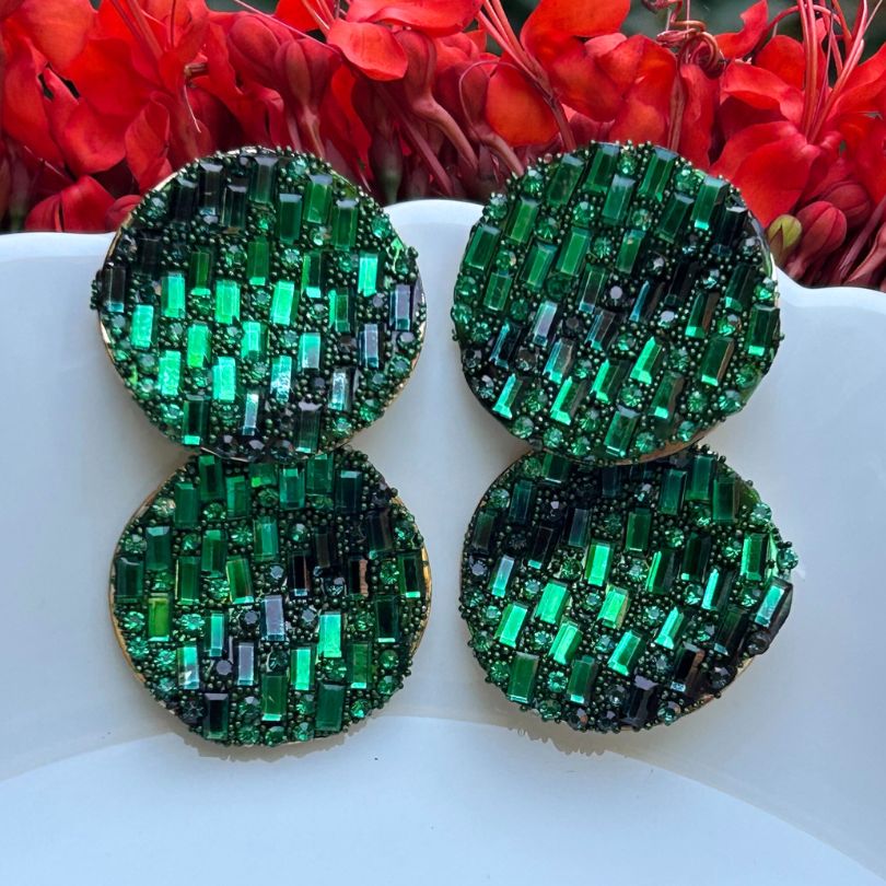 Bling Blogger Green Layered Earrings