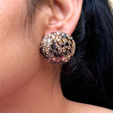 Bling Blogger Black Gold Stud Earrings - Small