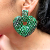 Bling Blogger Love Green Heart Earrings