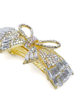 Gold Plated American Diamond Bow French Barrette