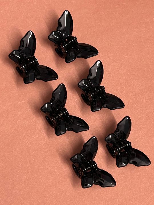 Women Set of 6 Black Claw Clips