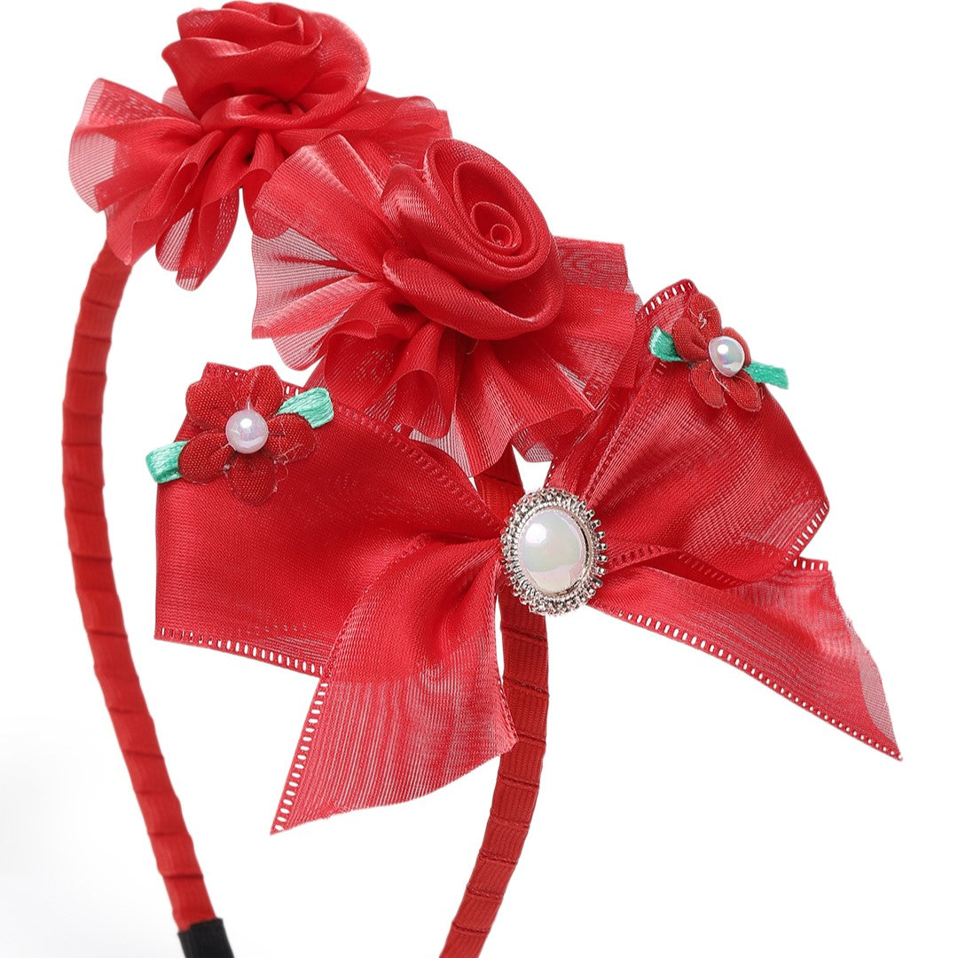 Girls Red Flower Hairband