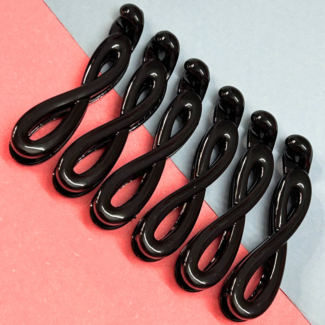 Women Set of 6 Black Criscross Banana Clips