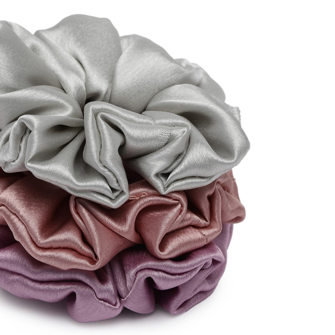 Women Set of 6 Pastel Shade Satin Scrunchies