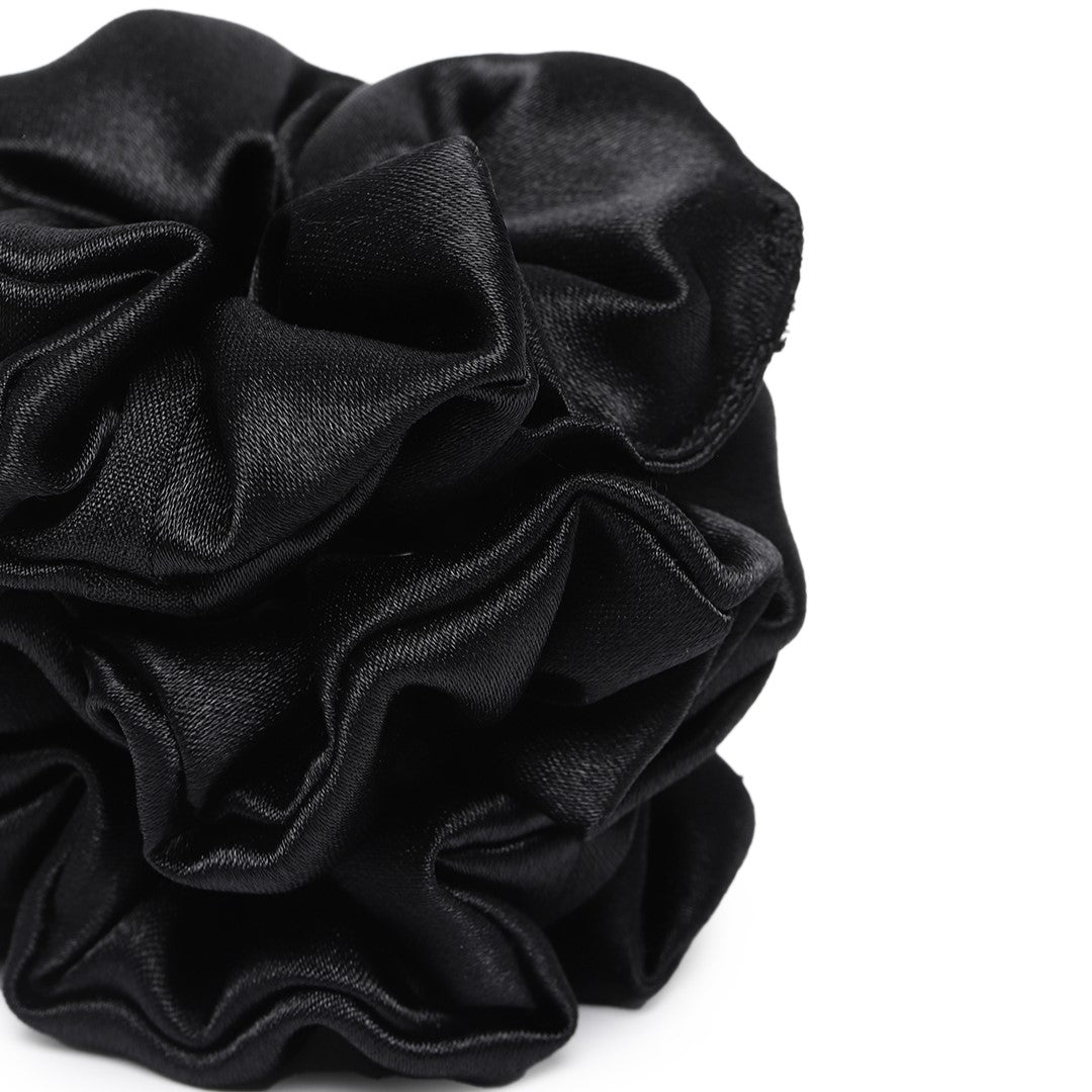 Set of 6 Silk Black Scrunchies