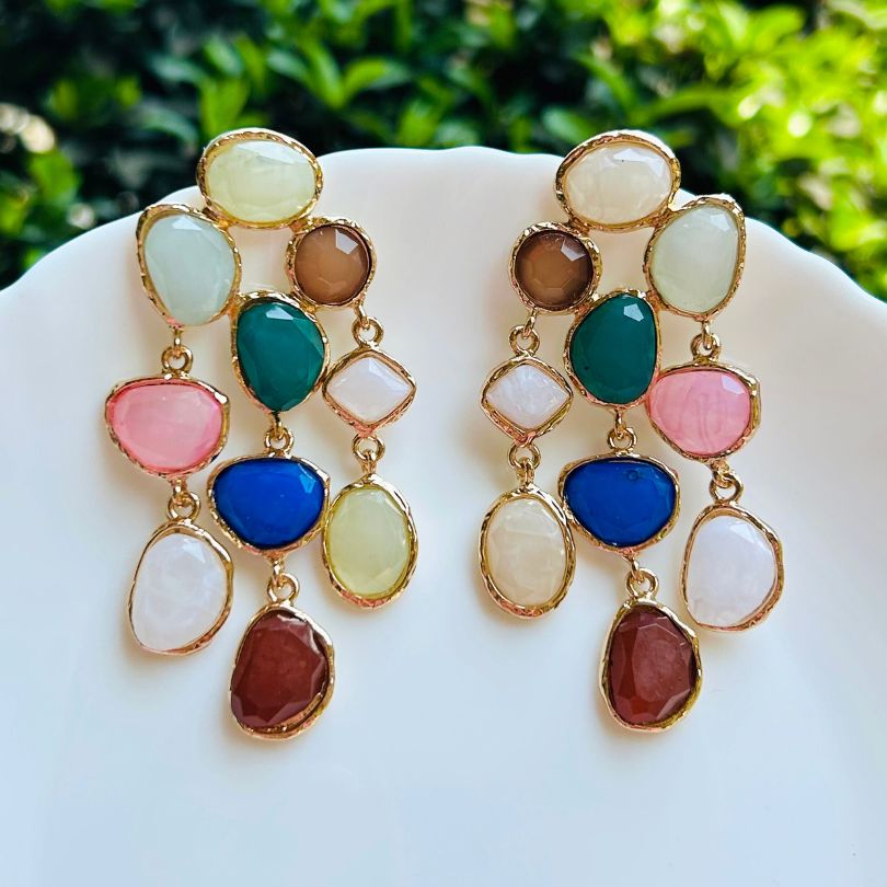 Crystal Layered Multicolor Earrings