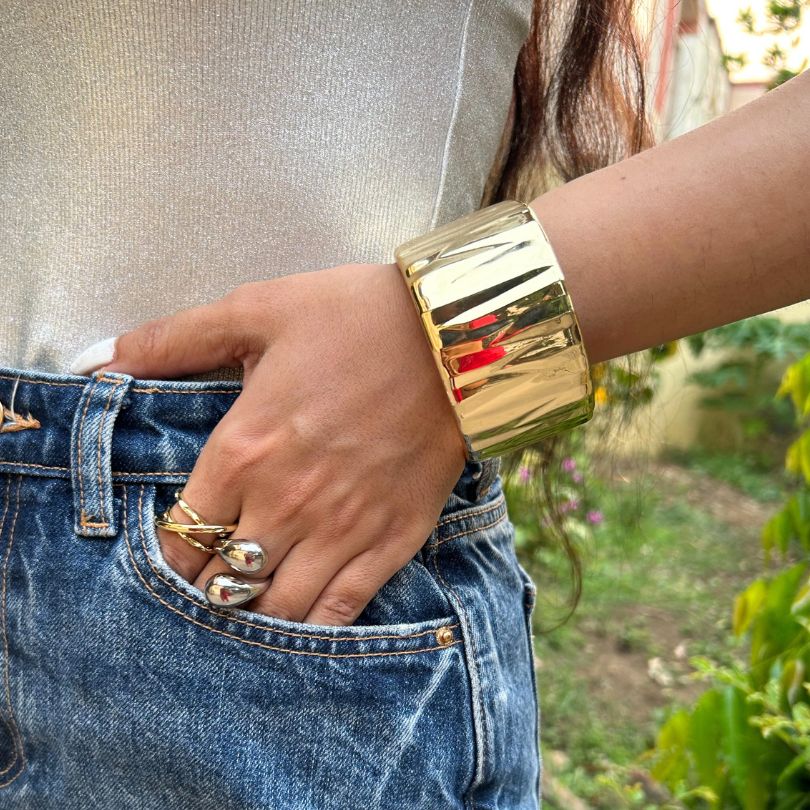 Golden Openable Kada/Cuff - Broad