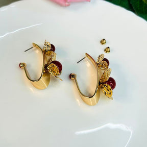 Maroon Pearl Elongated Earrings